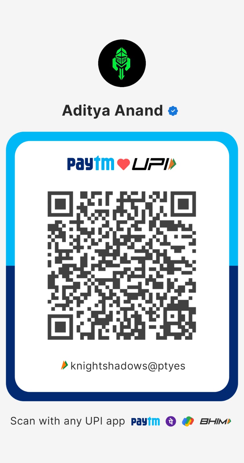 UPI QR Code for KnightShadows